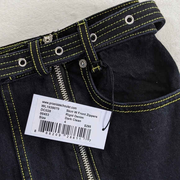 Proenza Schouler Skirt Mini White Label Denim High Waist Belt Indigo S (4) NWT - Picture 16 of 16